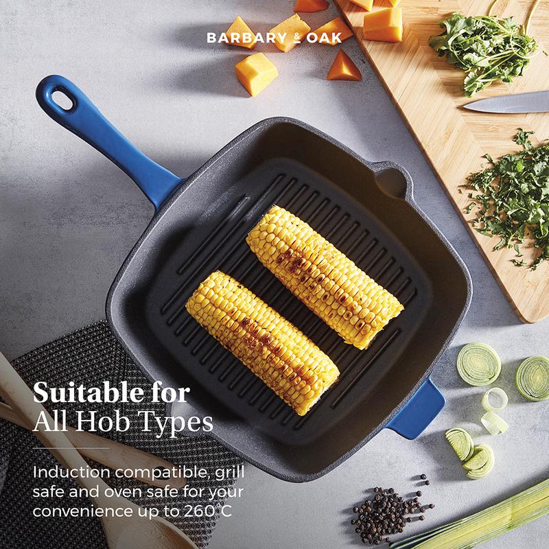 Barbary Oak 26cm Cast Iron Grill Pan