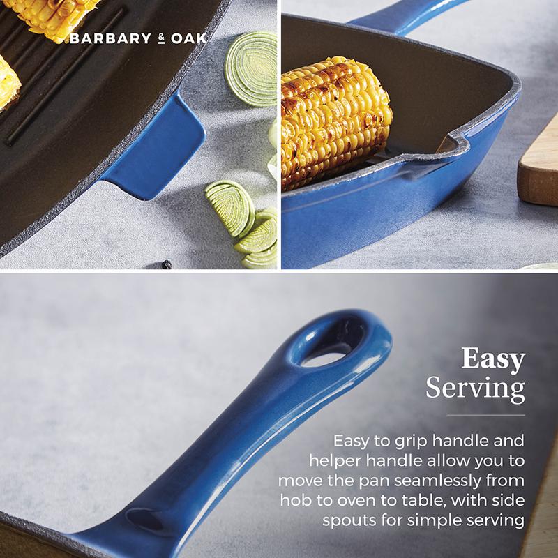Barbary Oak 26cm Cast Iron Grill Pan