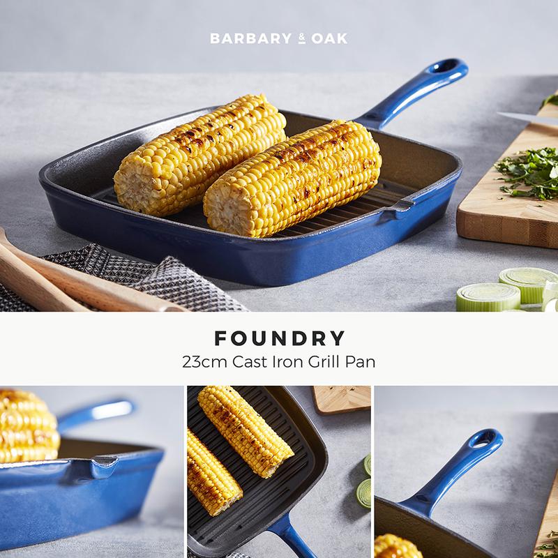 Barbary Oak 23cm Cast Iron Grill Pan