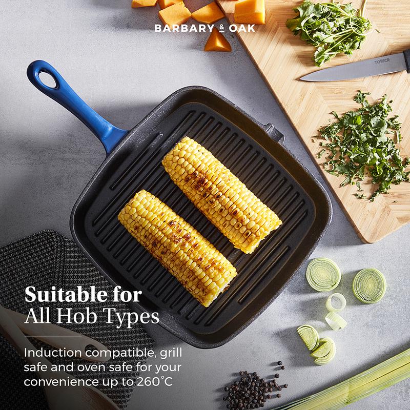Barbary Oak 23cm Cast Iron Grill Pan