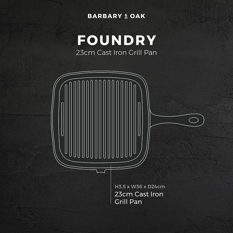 Barbary Oak 23cm Cast Iron Grill Pan