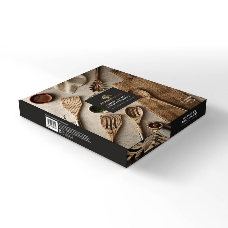 Hoxton 5 Piece Utensil Set with Holder Ash Wood