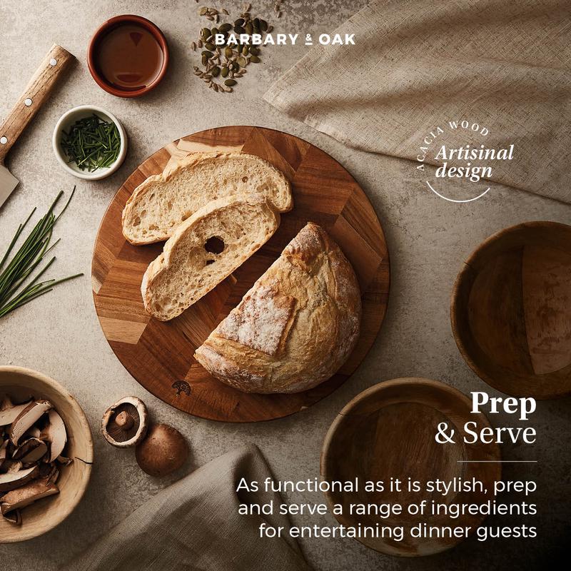Round Acacia Chevron Chopping Board