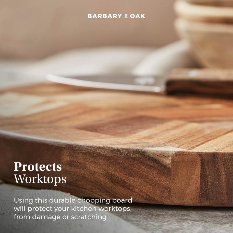 Round Acacia Chevron Chopping Board