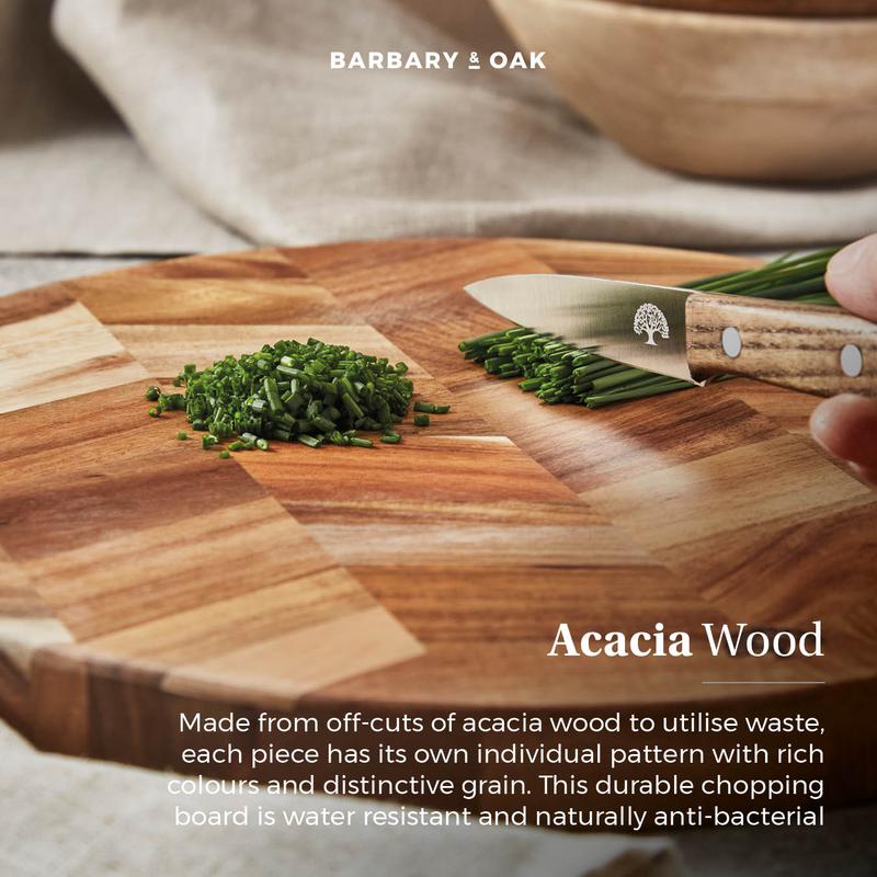 Round Acacia Chevron Chopping Board