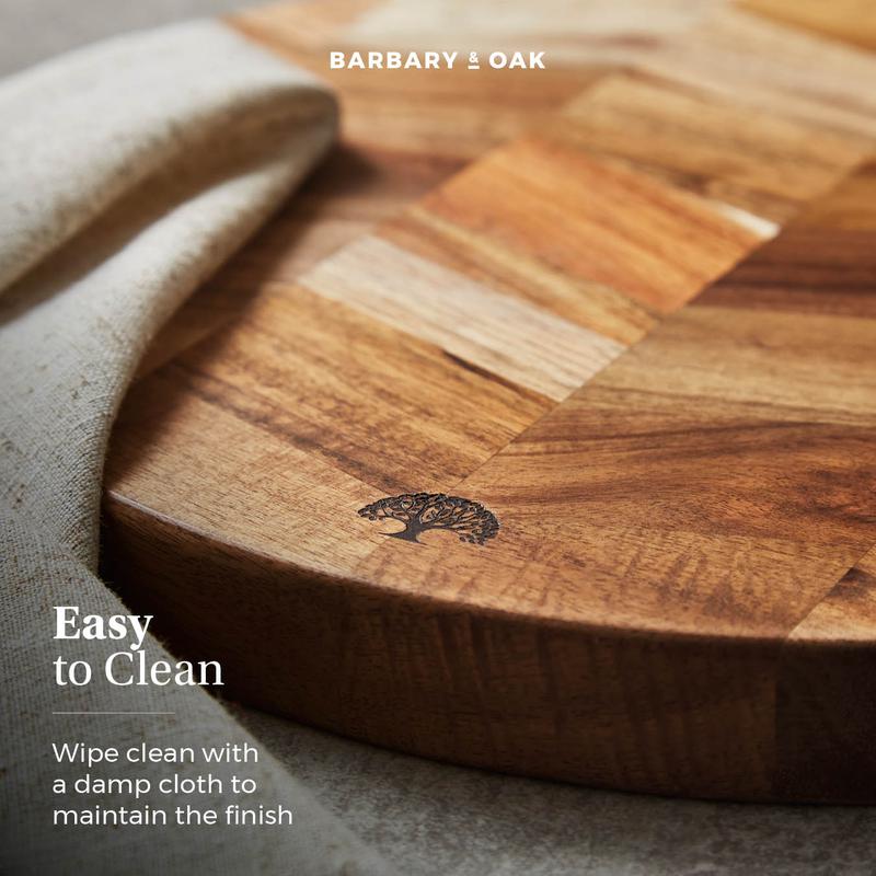 Round Acacia Chevron Chopping Board
