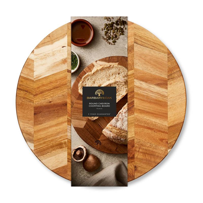 Round Acacia Chevron Chopping Board