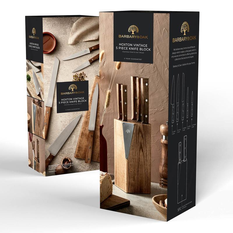 Hoxton Vintage 5 Piece Knife Set with Ash Wood Block