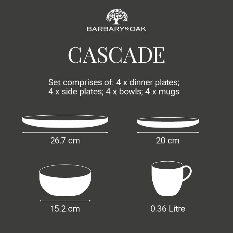 Barbary Oak Cascade 16 Piece Dinnerware Set - BO867006BLK