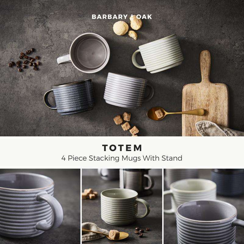Totem Stacking Mugs Set of 4 Reactive Glaze