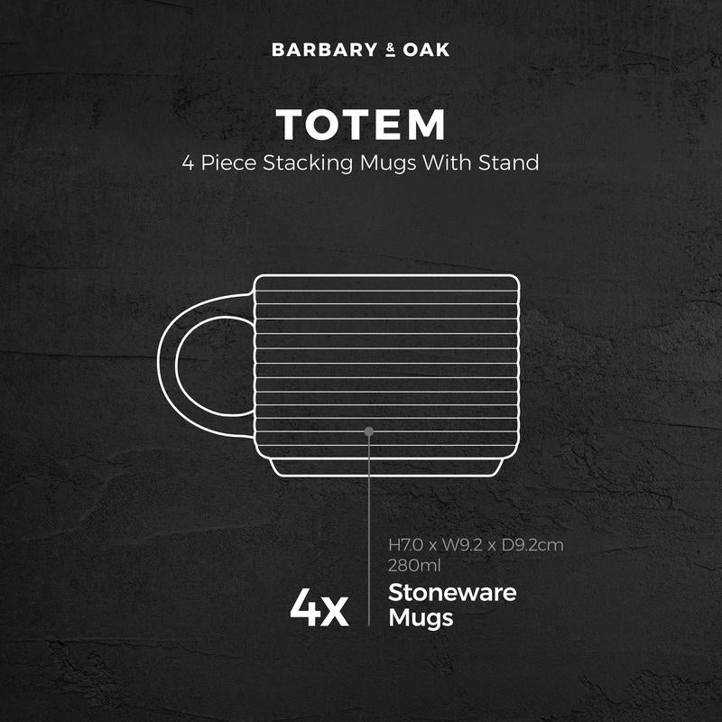 Totem Stacking Mugs Set of 4 Reactive Glaze