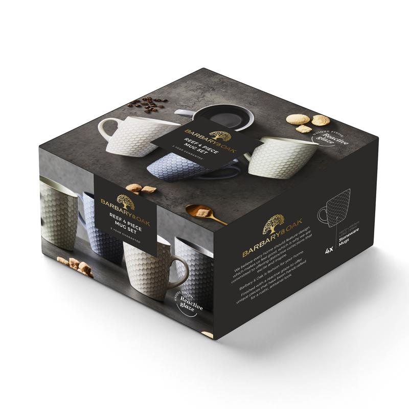 Barbary Oak Reef Honeycomb Mug Set of 4 Reactive Glaze - BO874013