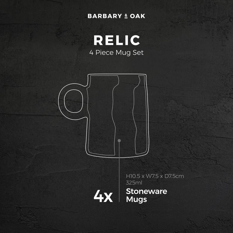 Barbary Oak Relic Mug Set of 4 Reactive Glaze - BO874015