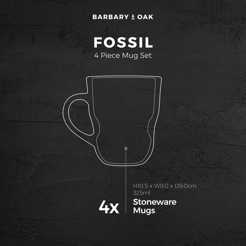 Barbary Oak Fossil Mug Set of 4 Reactive Glaze - BO874016
