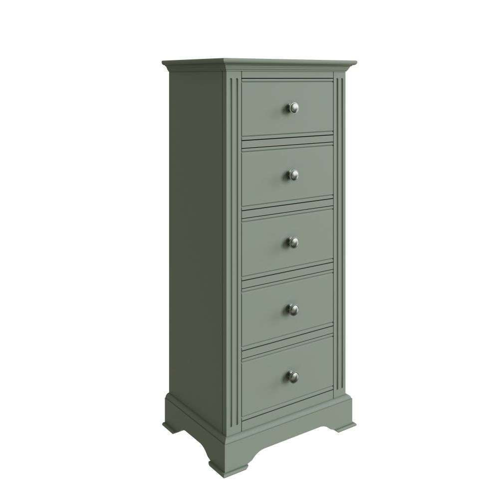 Essentials BP Bedroom - Cactus green 5 Drawer Narrow Chest