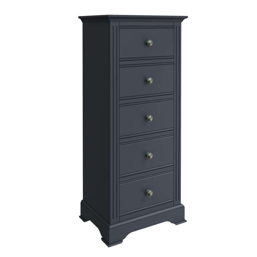 Essentials BP Bedroom - Midnight Grey 5 Drawer Narrow Chest