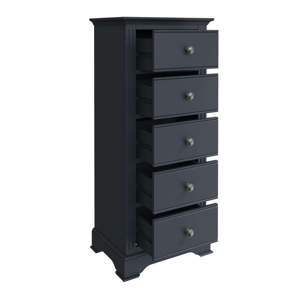 Essentials BP Bedroom - Midnight Grey 5 Drawer Narrow Chest