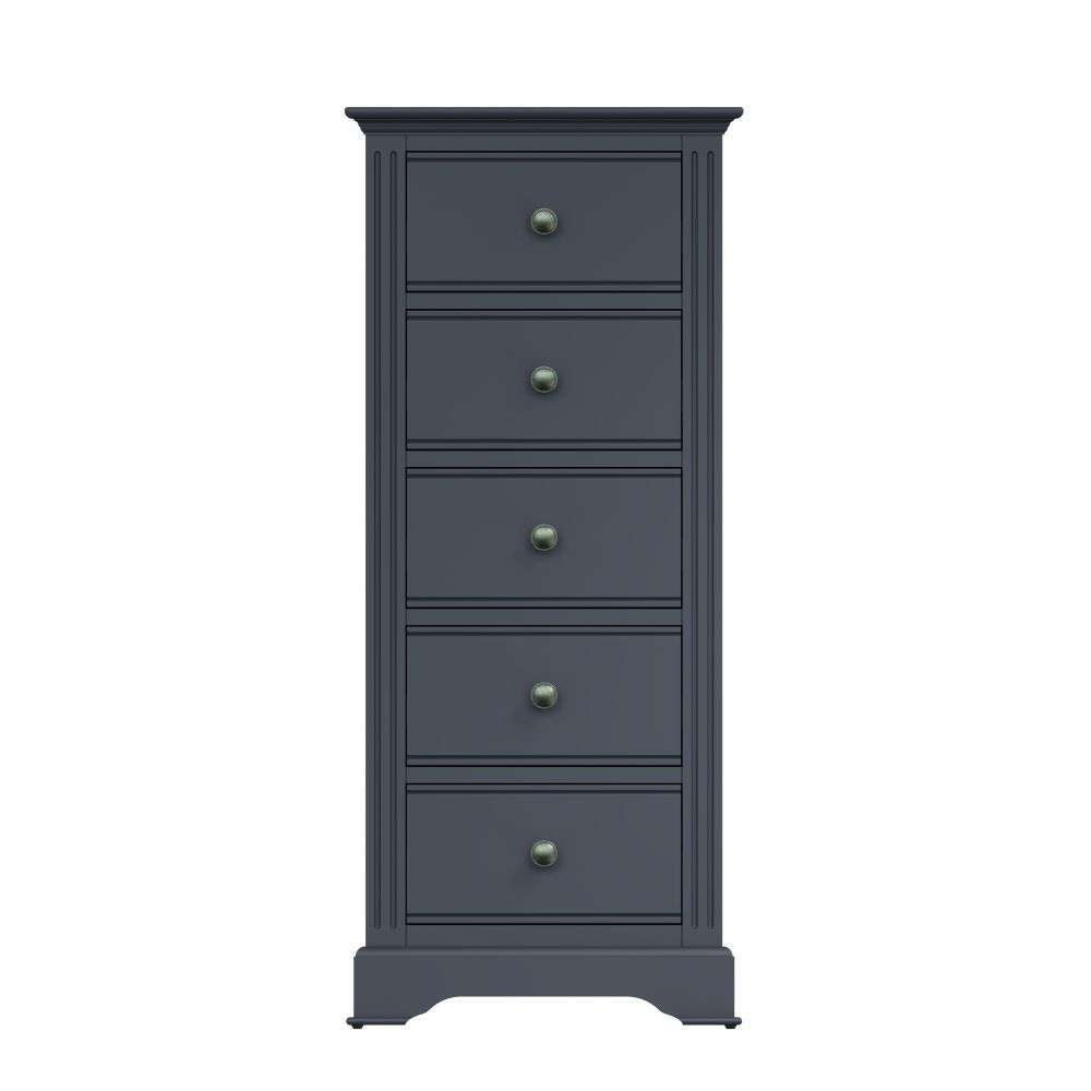 Essentials BP Bedroom - Midnight Grey 5 Drawer Narrow Chest