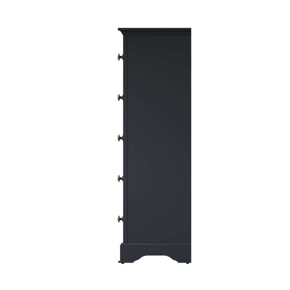 Essentials BP Bedroom - Midnight Grey 5 Drawer Narrow Chest