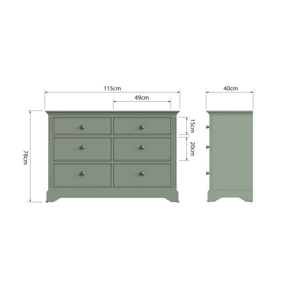 Essentials BP Bedroom - Cactus green 6 Drawer Chest