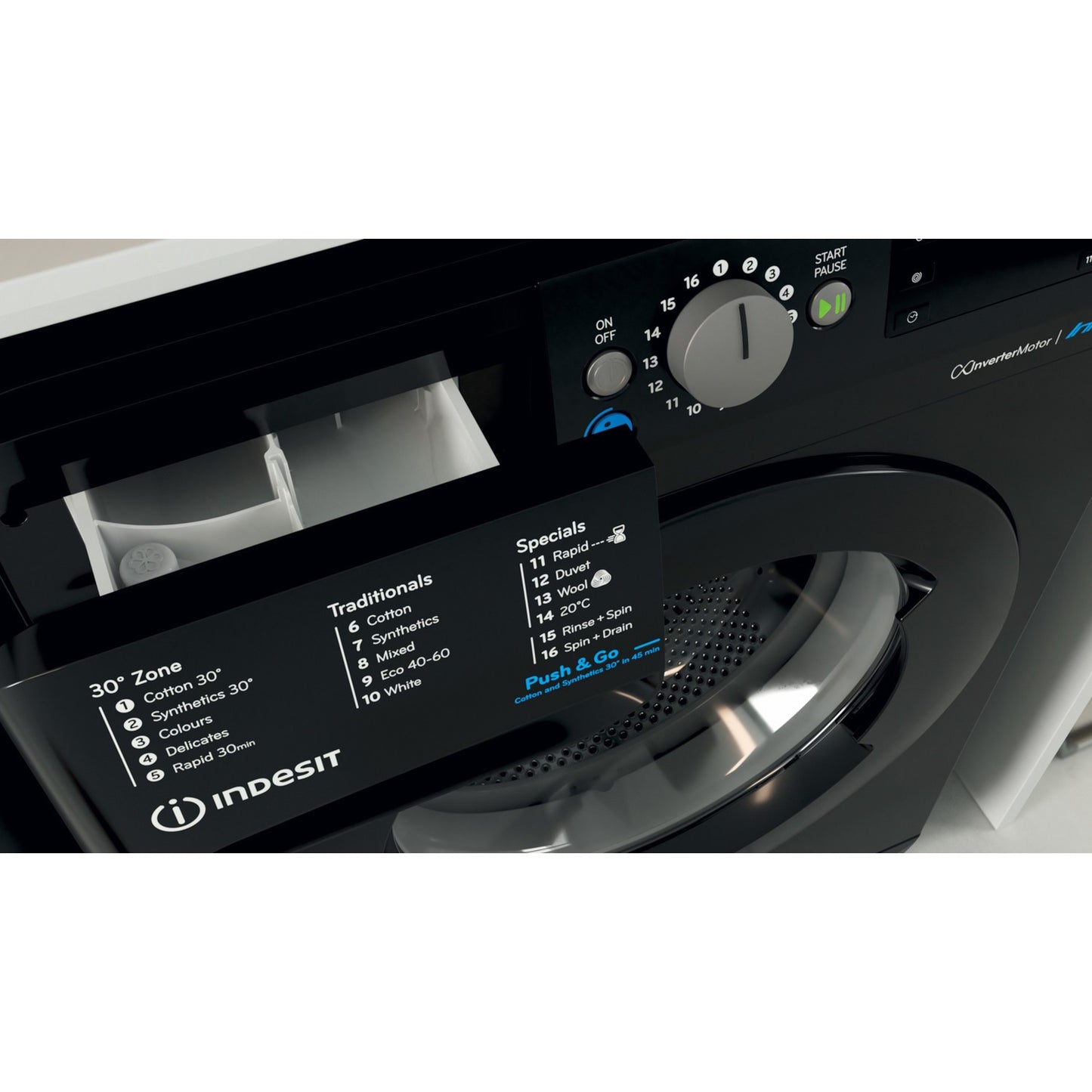 Indesit 9Kg 1400 Spin Washing Machine - Black - BWE91496XKUKN
