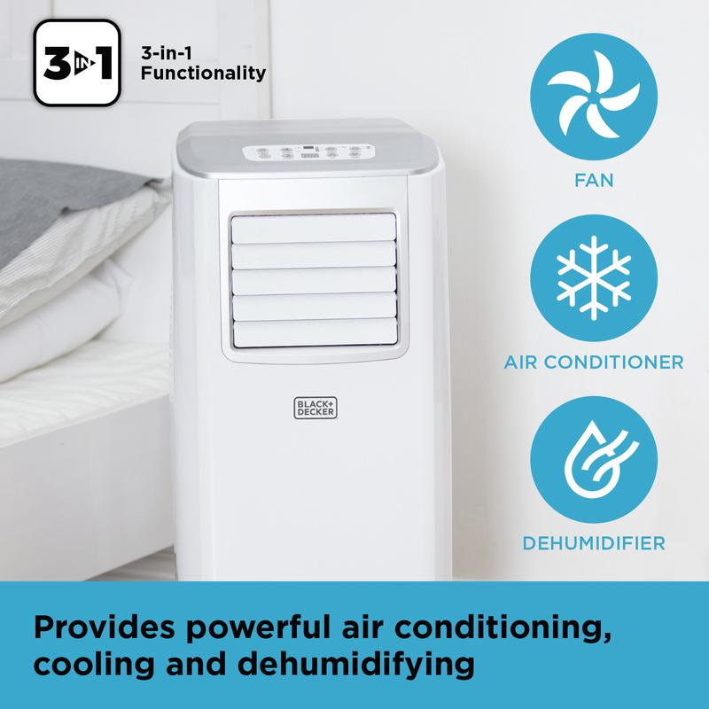 BLACK+DECKER Portable 7000 BTU 3-in-1 Air Conditioner White - BXAC40005GB