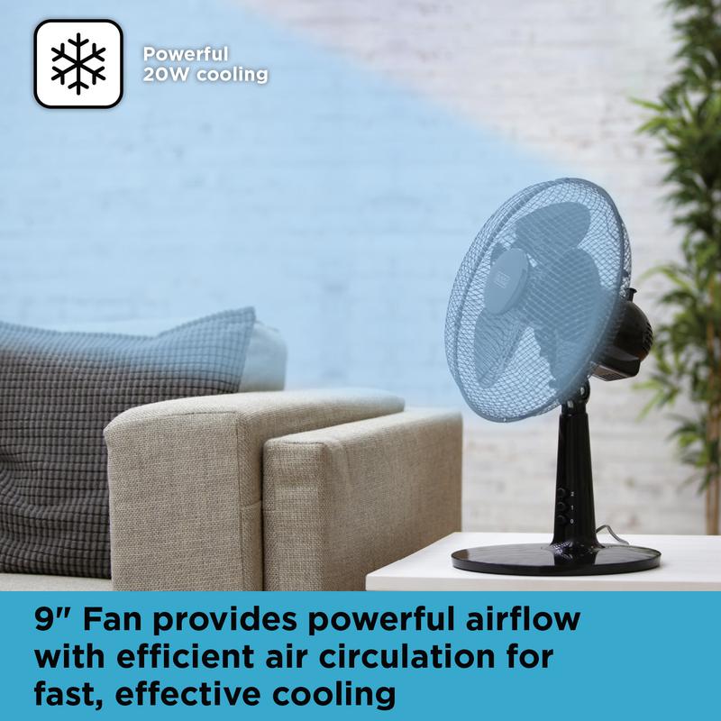 BLACK+DECKER 9 Inch Desk Fan with Long Life Motor Black