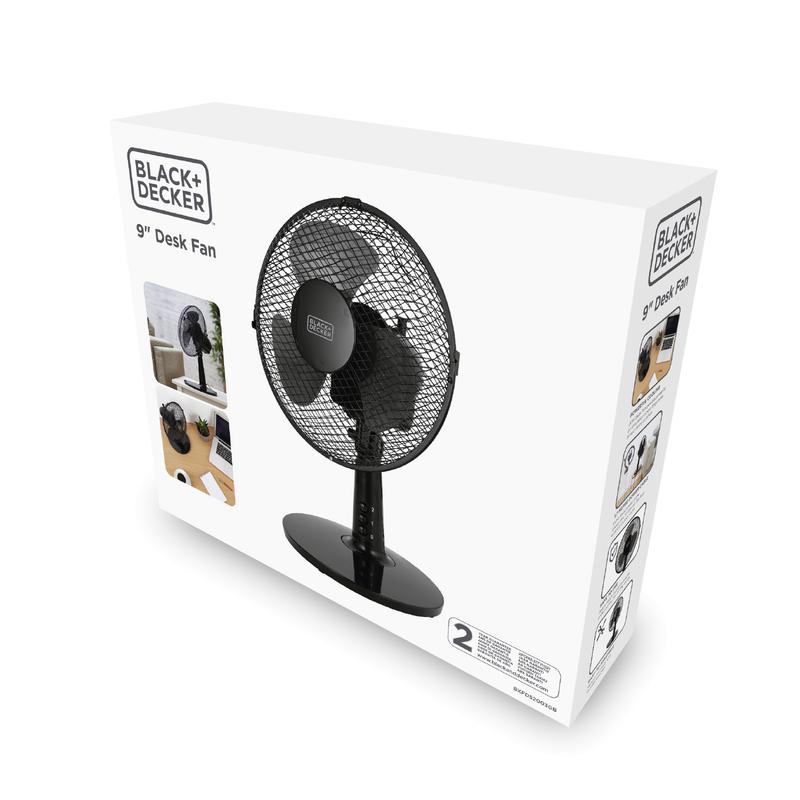 BLACK+DECKER 9 Inch Desk Fan with Long Life Motor Black
