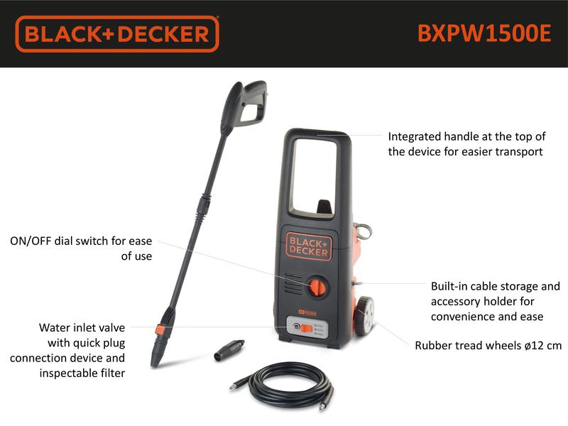 BLACK+DECKER 1500E Pressure Washer 120bar - BXPW1500E