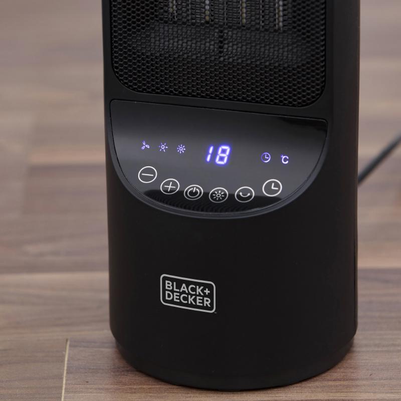 BLACK+DECKER 2KW Low Noise Ceramic Tower Heater with 12 Hour Timer Black