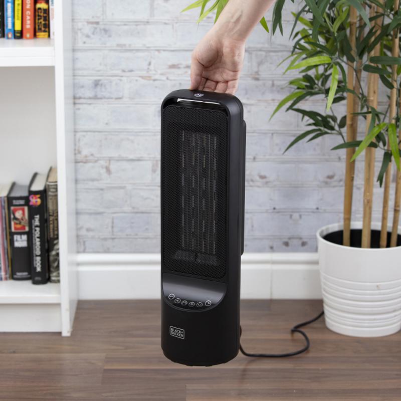 BLACK+DECKER 2KW Low Noise Ceramic Tower Heater with 12 Hour Timer Black