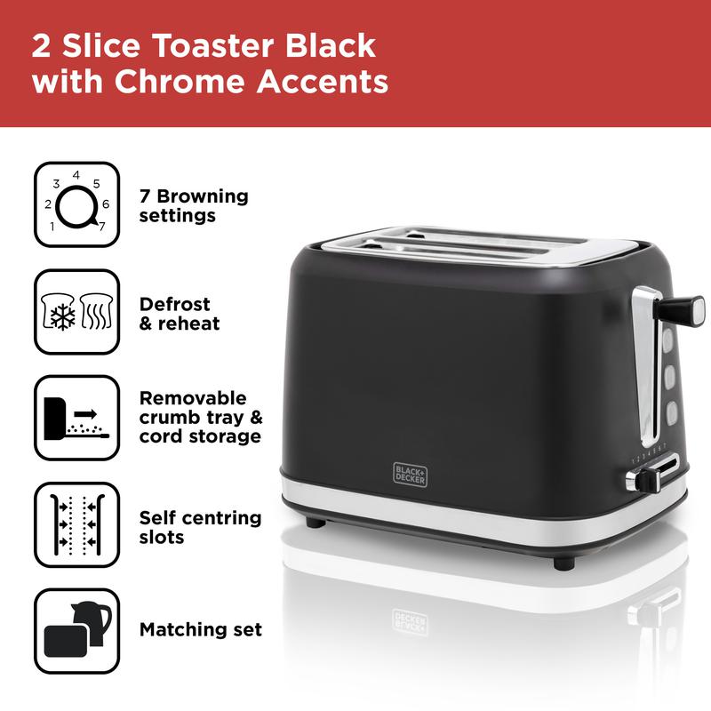BLACK+DECKER 2 Slice Toaster - BXTO20077GB