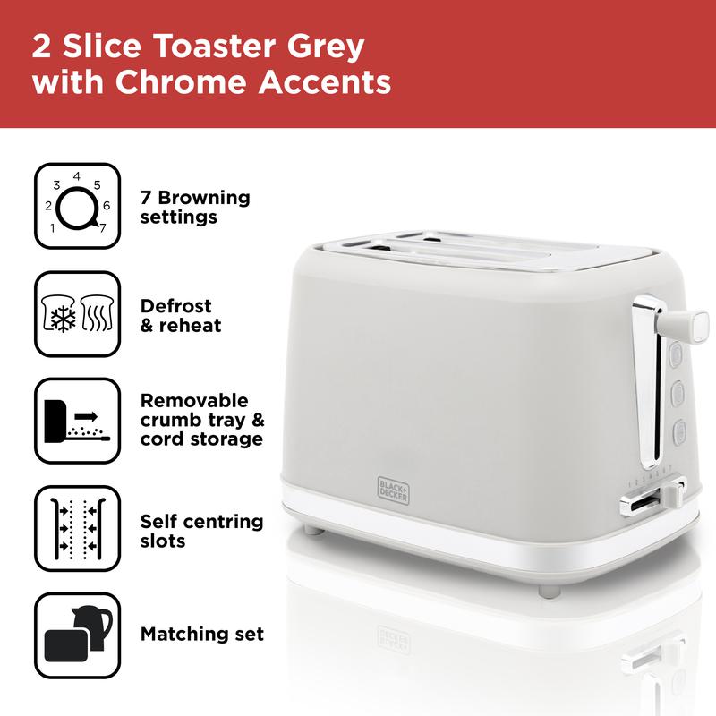 BLACK+DECKER 2 Slice Toaster - BXTO20078GB