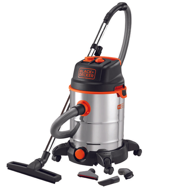 BLACK+DECKER 30L 1.6KW Wet Dry Vacuum 19KPA Stainless Steel - BXVC30XTDE