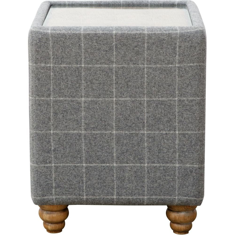 Essentials Chair Collection - Button Top Side Table with Glass Inlay