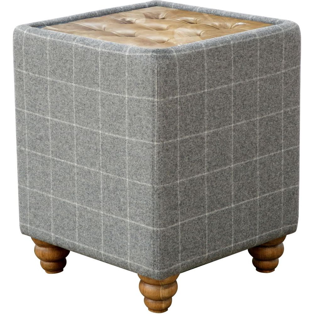 Essentials Chair Collection - Button Top Side Table with Glass Inlay
