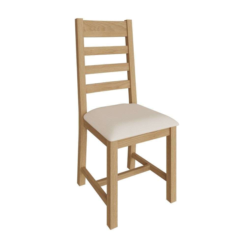 Essentials CO Dining & Occasional Ladder Back Chair- Fabric Medium Oak finish