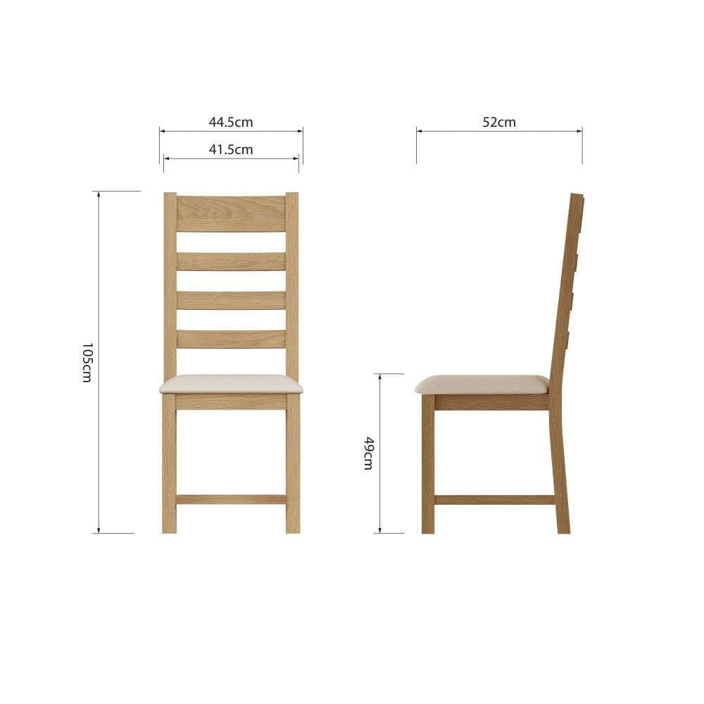 Essentials CO Dining & Occasional Ladder Back Chair- Fabric Medium Oak finish