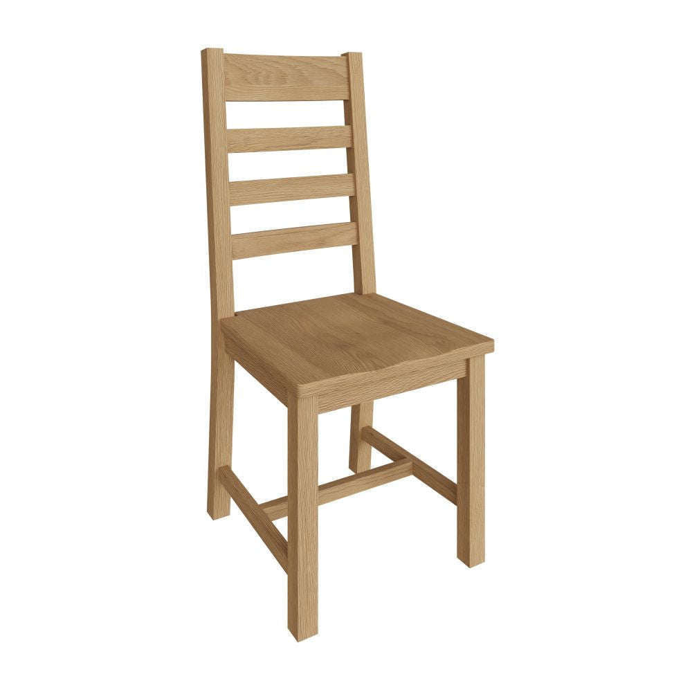 Essentials CO Dining & Occasional Ladder Back Chair Wooden Seat Medium Oak finish