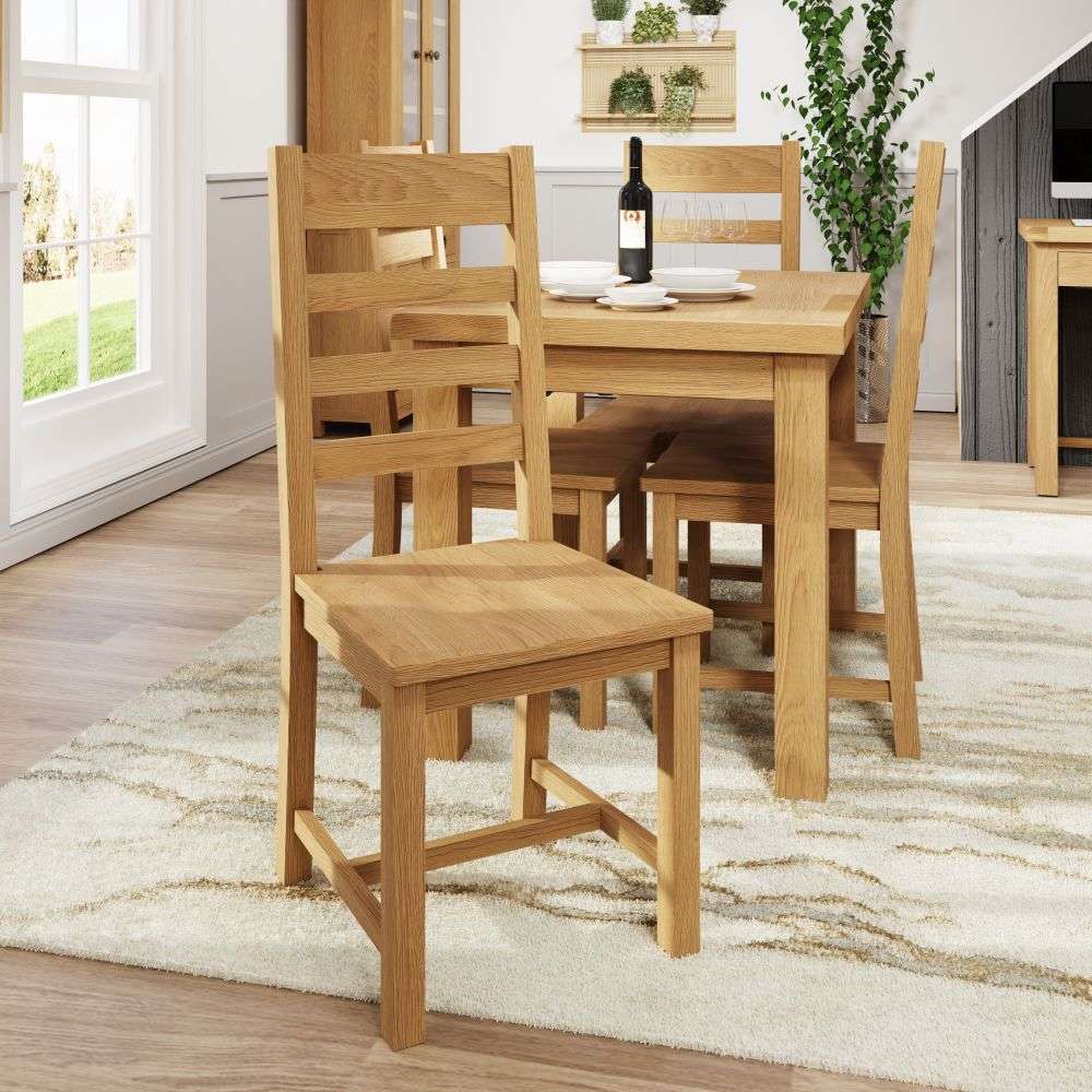 Essentials CO Dining & Occasional Ladder Back Chair Wooden Seat Medium Oak finish