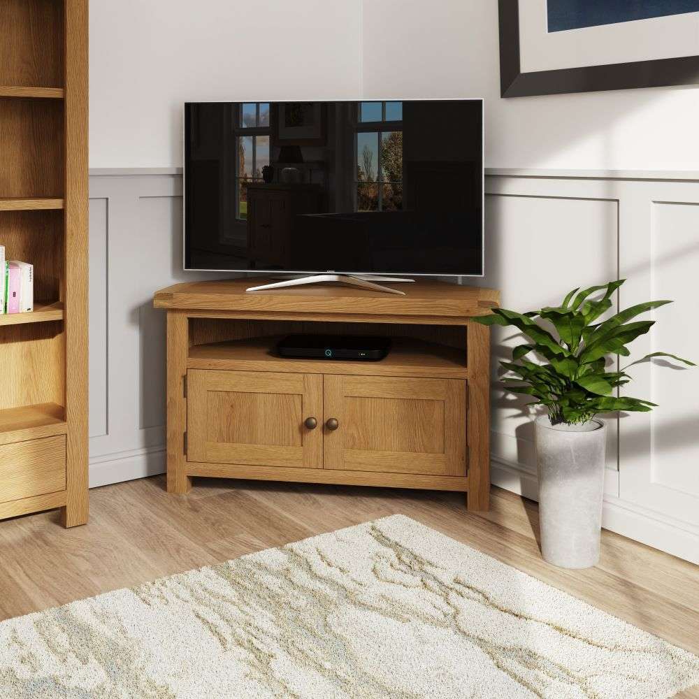 Essentials CO Dining & Occasional Corner TV Unit Medium Oak finish