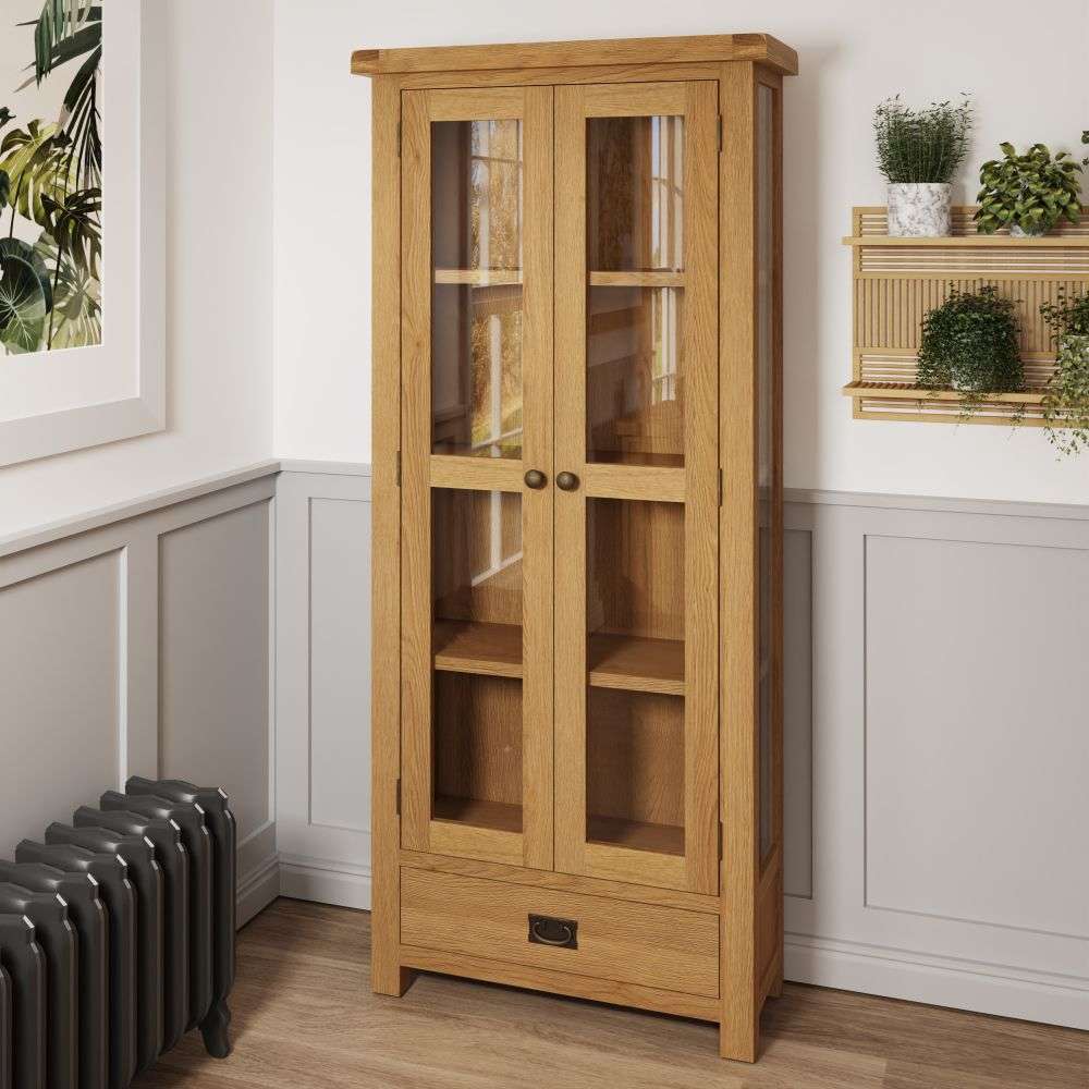 Essentials CO Dining & Occasional Display Cabinet Medium Oak finish