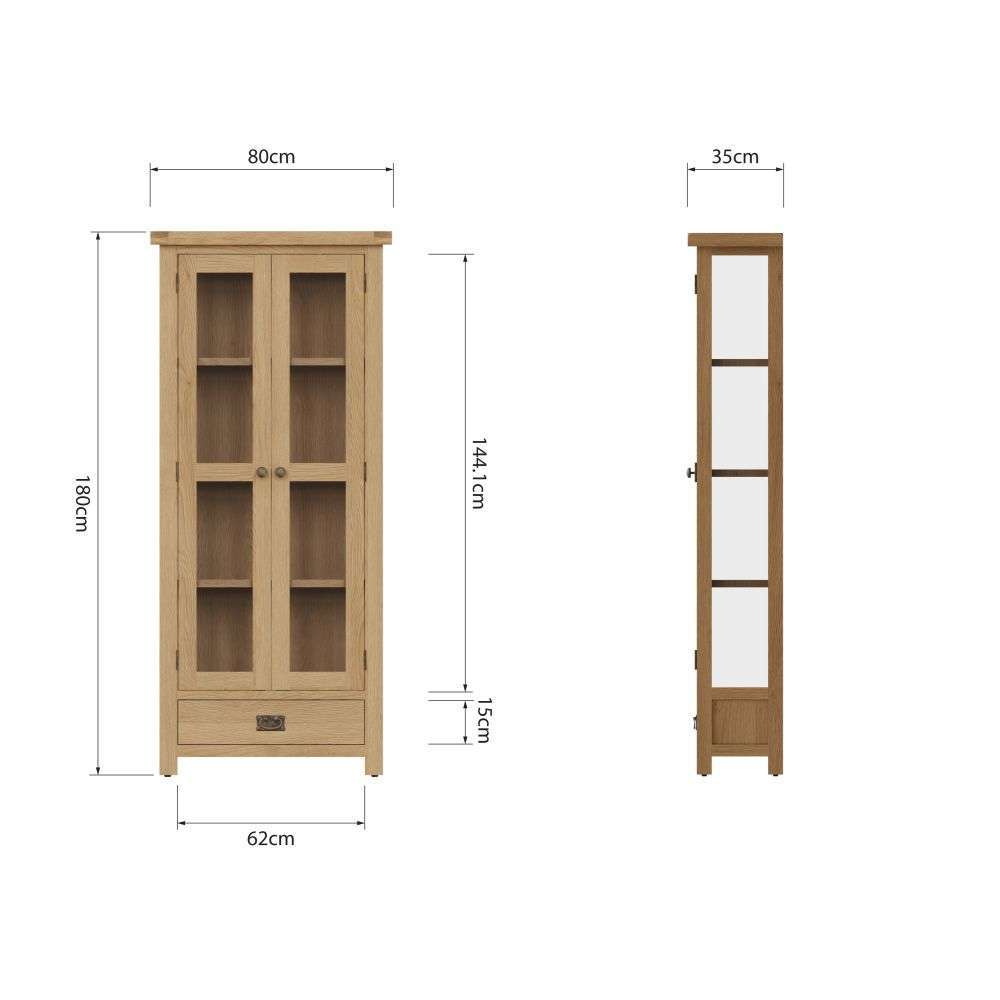 Essentials CO Dining & Occasional Display Cabinet Medium Oak finish