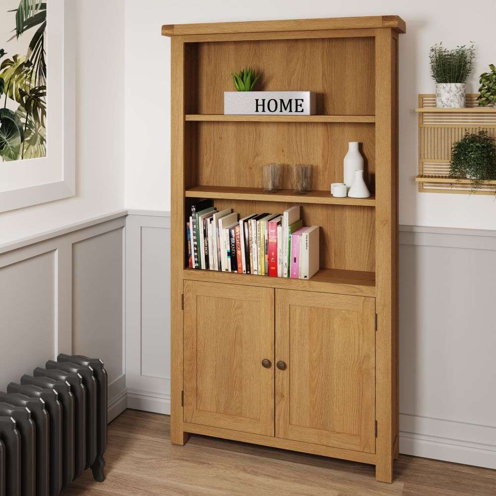 Essentials	CO Dining & Occasional	Large Bookcase Medium Oak finish