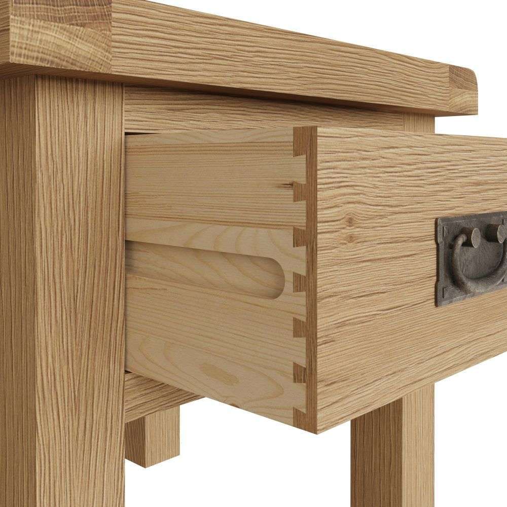 Essentials CO Dining & Occasional Lamp Table (With Drawer) Medium Oak finish