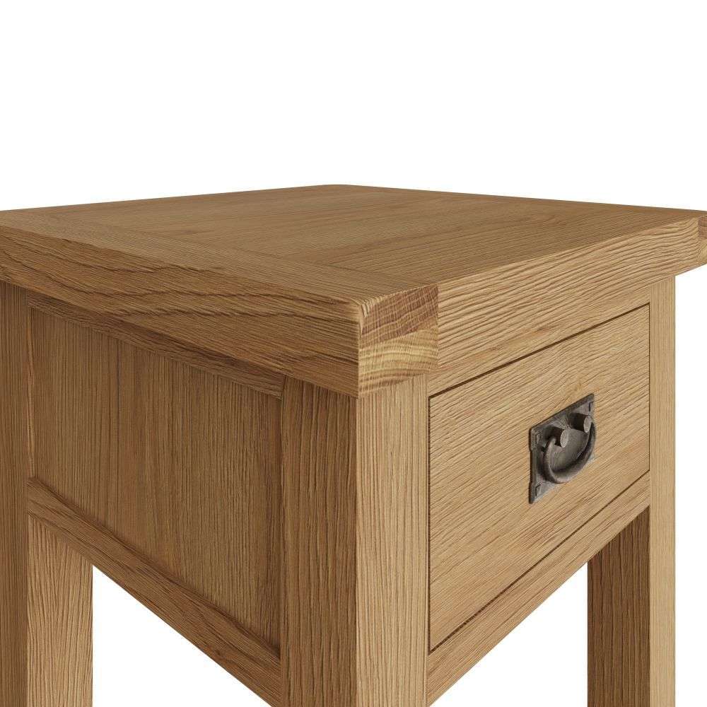 Essentials CO Dining & Occasional Lamp Table (With Drawer) Medium Oak finish
