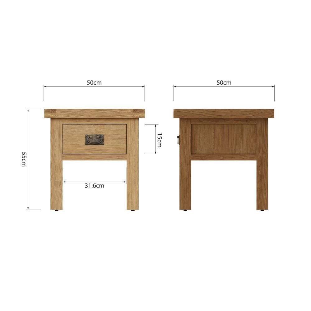 Essentials CO Dining & Occasional Lamp Table (With Drawer) Medium Oak finish