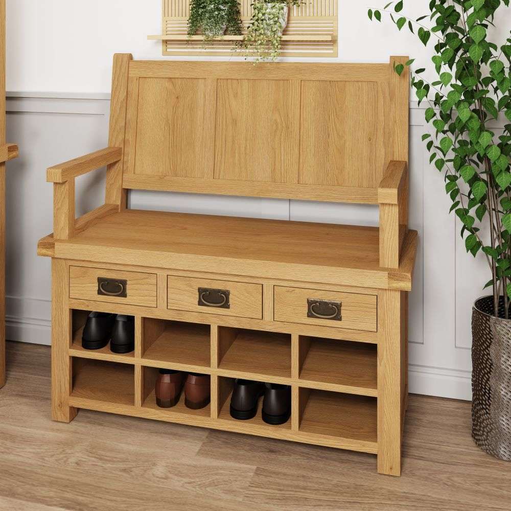 Essentials CO Dining & Occasional Monks Bench Medium Oak finish