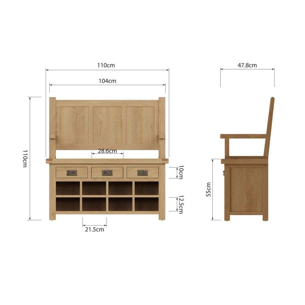 Essentials CO Dining & Occasional Monks Bench Medium Oak finish