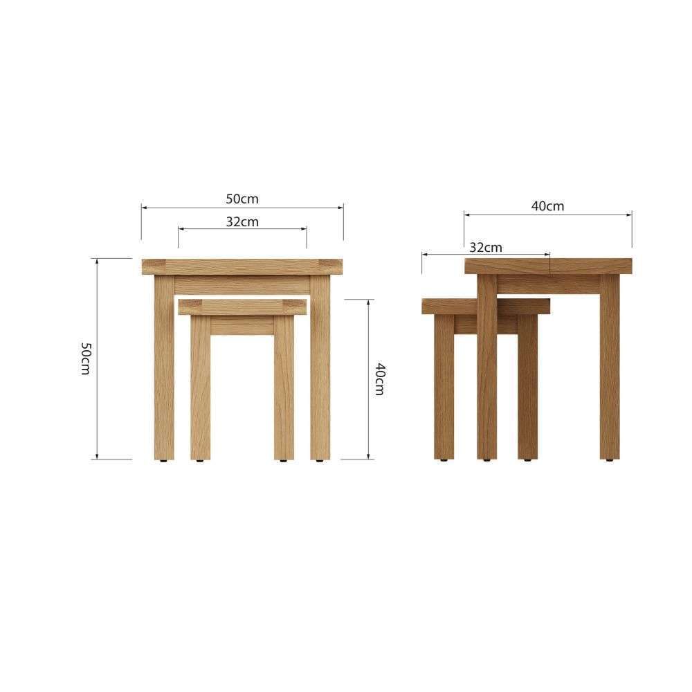 Essentials CO Dining & Occasional Nest Of 2 Tables Medium Oak finish